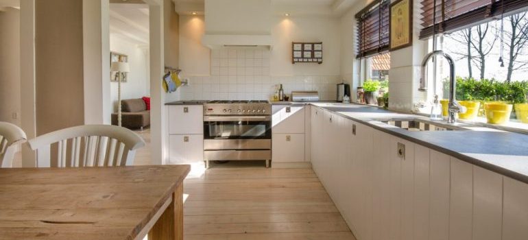a clean kitchen after you clean your old home after moving
