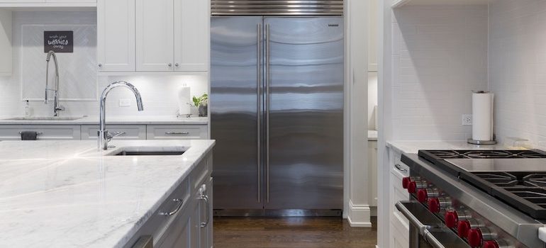 kitchen with the fridge 