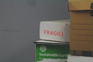 Fragile items in the boxes