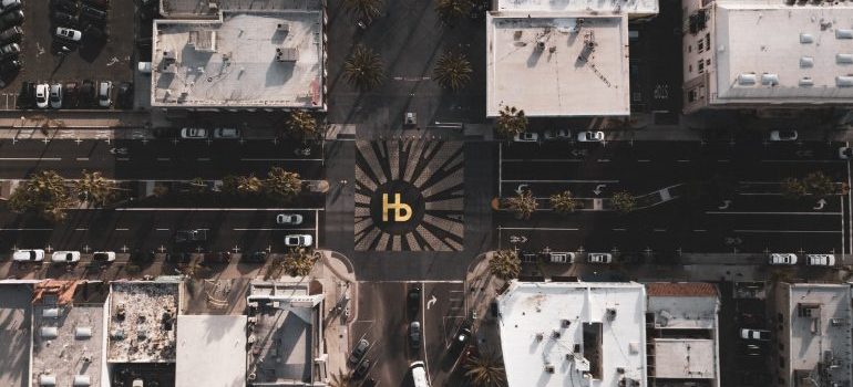 Hermosa Beach LA square aerial view
