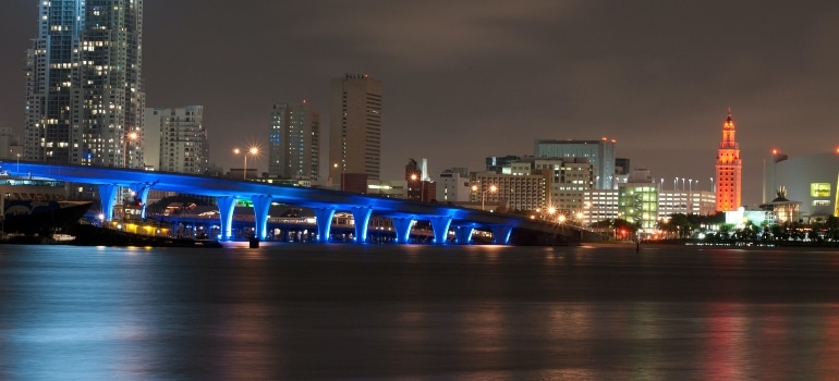 bridge in color during the night