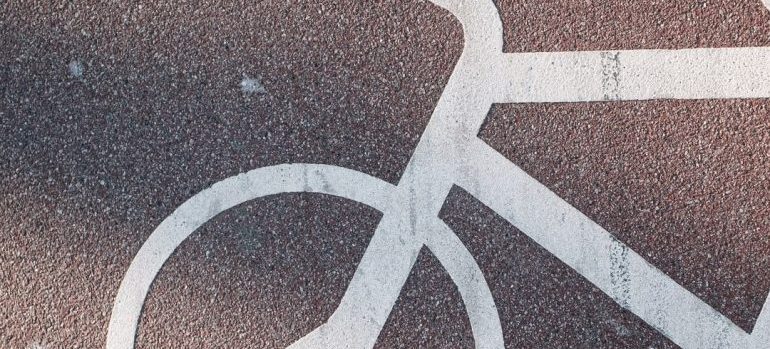 a bike picture drawn on the road