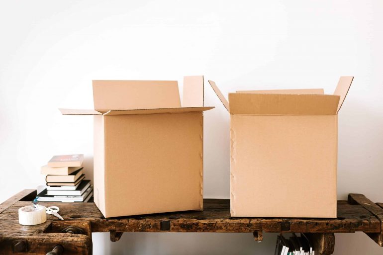 Packing boxes before selling Florida home