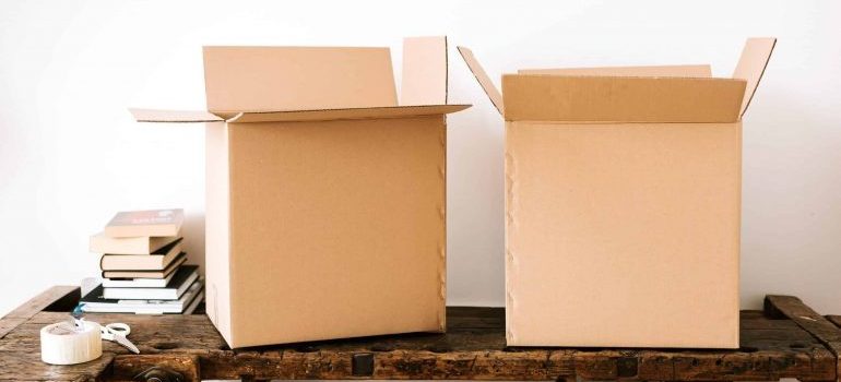 Packing boxes before selling Florida home